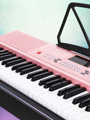 Alpha 61 Keys Electronic Piano Keyboard Digital Electric w/ Stand Lighted Pink