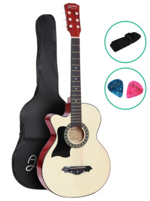 Alpha 38 Inch Acoustic Guitar Wooden Body Steel String Full Size Left Handed