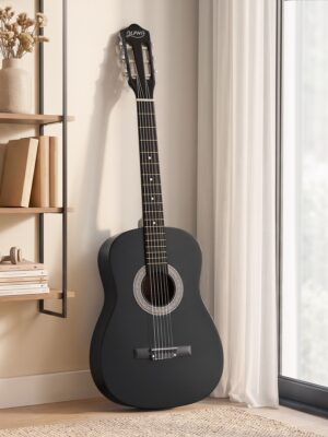 Alpha 38 Inch Acoustic Guitar Full Size Classical Cutaway Nylon String Black